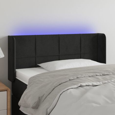 Tête de lit avec lumière LED,Panneau de lit,Décoration murale Noir 103x16x78/88 cm Velours XJDT302631