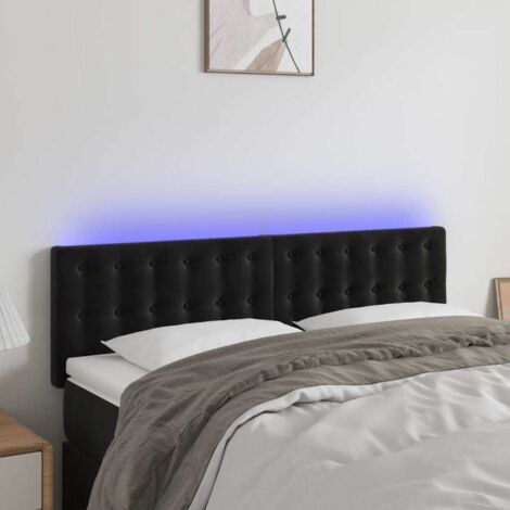 Tête de lit avec lumière LED,Panneau de lit,Décoration murale Noir 144x5x78/88 cm Velours XJDT735676