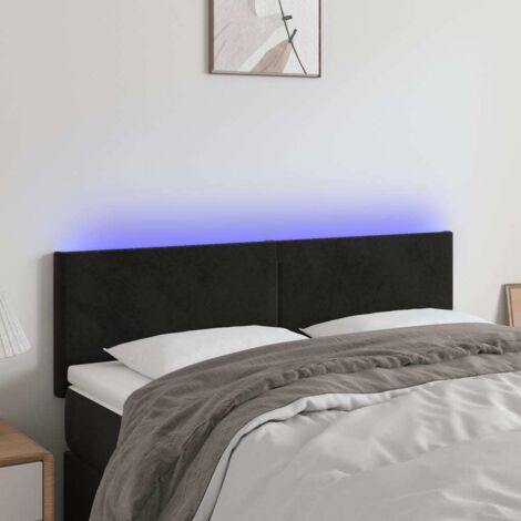 Tête de lit avec lumière LED,Panneau de lit,Décoration murale Noir 144x5x78/88 cm Velours XJDT804047