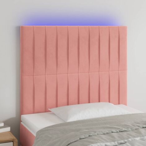 Tête de lit avec lumière LED,Panneau de lit,Décoration murale Rose 100x5x118/128 cm Velours XJDT259732
