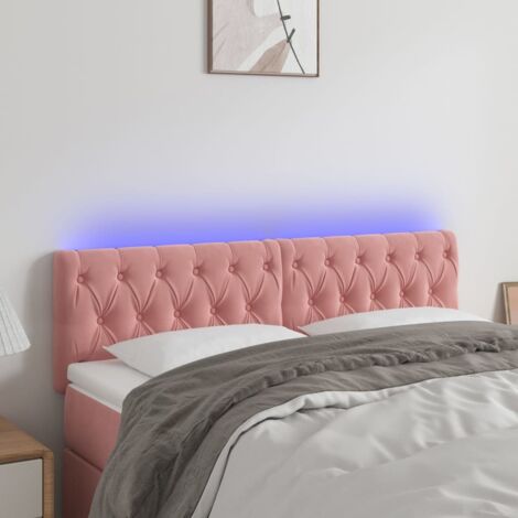 Tête de lit avec lumière LED,Panneau de lit,Décoration murale Rose 160x7x78/88 cm Velours XZZZ102956