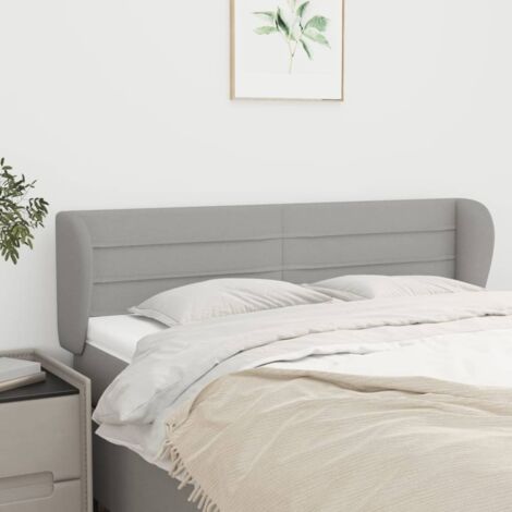 Tête de lit avec oreilles Armoire de Tête de lit avec oreilles pour Chambre - Gris clair 147x23x78/88 cm Tissu -54869