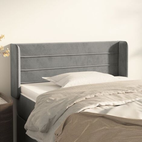 Tête de lit avec oreilles Armoire de Tête de lit avec oreilles pour Chambre - Gris clair 93x16x78/88 cm Velours -69453