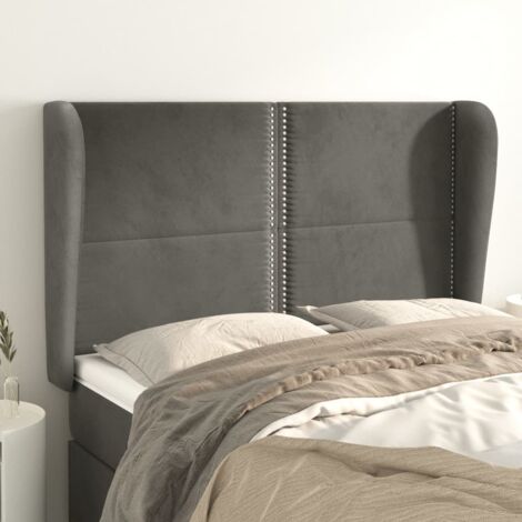 Tête de lit avec oreilles Armoire de Tête de lit avec oreilles pour Chambre - Gris foncé 147x23x118/128 cm Velours -13258