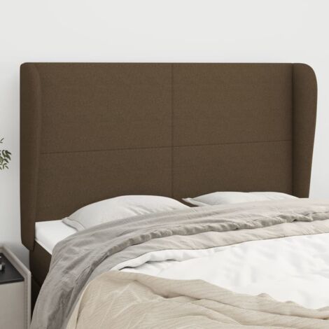 Tête de lit avec oreilles Armoire de Tête de lit avec oreilles pour Chambre - Marron foncé 147x23x118/128 cm Tissu -36754
