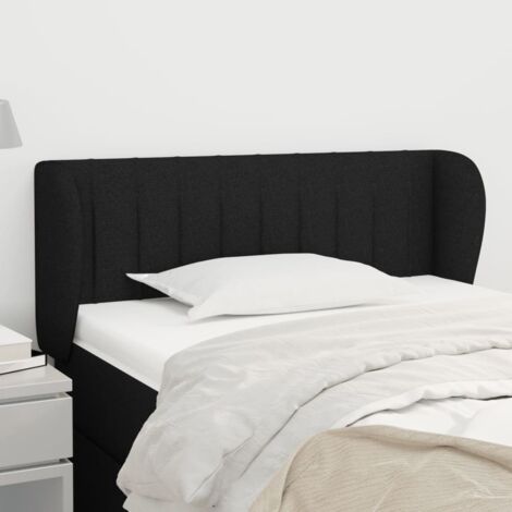 Tête de lit avec oreilles Armoire de Tête de lit pour Chambre - Noir 103x23x78/88 cm Tissu -30678