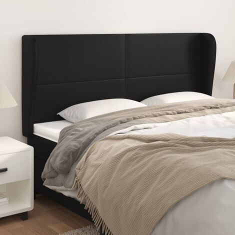 Tête de lit avec oreilles Armoire de Tête de lit pour Chambre - Noir 203x23x118/128 cm Similicuir -19807