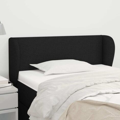 Tête de lit avec oreilles Armoire de Tête de lit pour Chambre - Noir 83x23x78/88 cm Tissu -60577