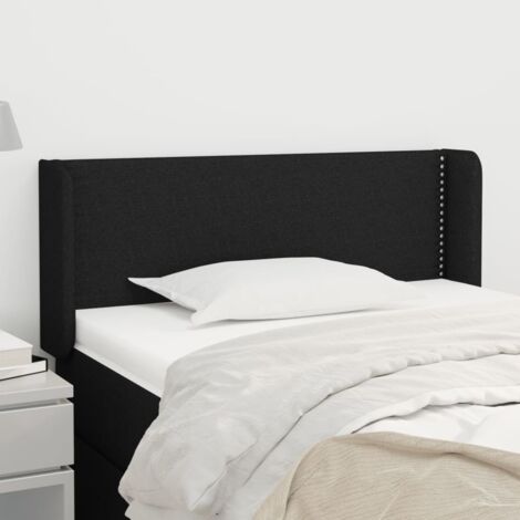Tête de lit avec oreilles Armoire de Tête de lit pour Chambre - Noir 93x16x78/88 cm Tissu -37817