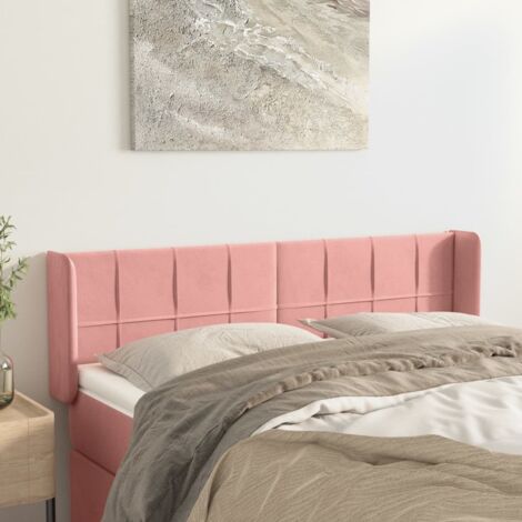 Tête de lit avec oreilles Armoire de Tête de lit pour Chambre - Rose 147x16x78/88 cm Velours -73345