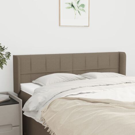 Tête de lit avec oreilles Armoire de Tête de lit pour Chambre - Taupe 147x16x78/88 cm Tissu -98916