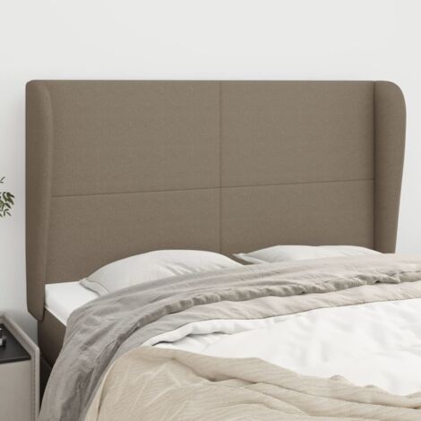 Tête de lit avec oreilles Armoire de Tête de lit pour Chambre - Taupe 147x23x118/128 cm Tissu -60209