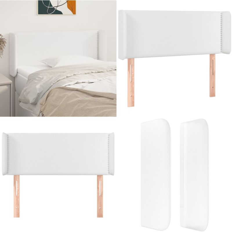 Vidaxl - Tête de lit avec oreilles Blanc 83x16x78/88 cm Similicuir - Tête De Lit - Literie - Meuble De Chambre - Décoration Chambre - Simili Cuir