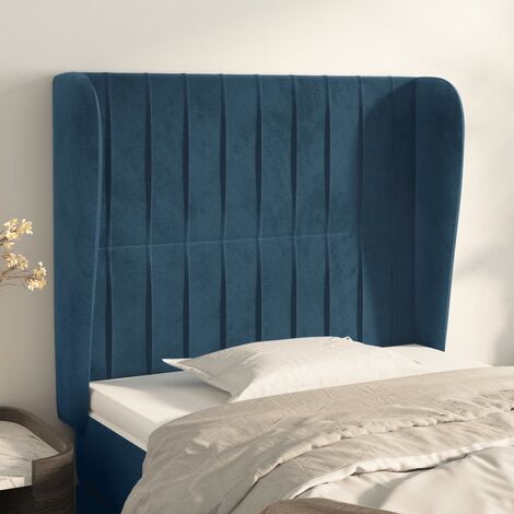 Tête de lit avec oreilles Bleu foncé 83x23x118-128 Velours