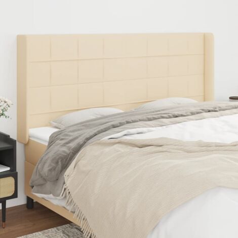 Tête de lit avec oreilles classique Crème 203x16x118/128 cm Tissu -BV32011