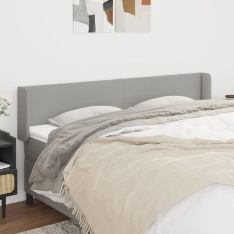 Tête de lit avec oreilles classique Gris clair 163x16x78/88 cm Tissu -BV76097
