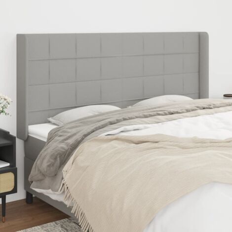 Tête de lit avec oreilles classique Gris clair 183x16x118/128 cm Tissu -BV40906