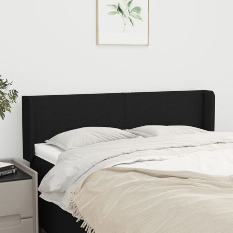 Tête de lit avec oreilles classique Noir 147x16x78/88 cm Tissu -BV53699