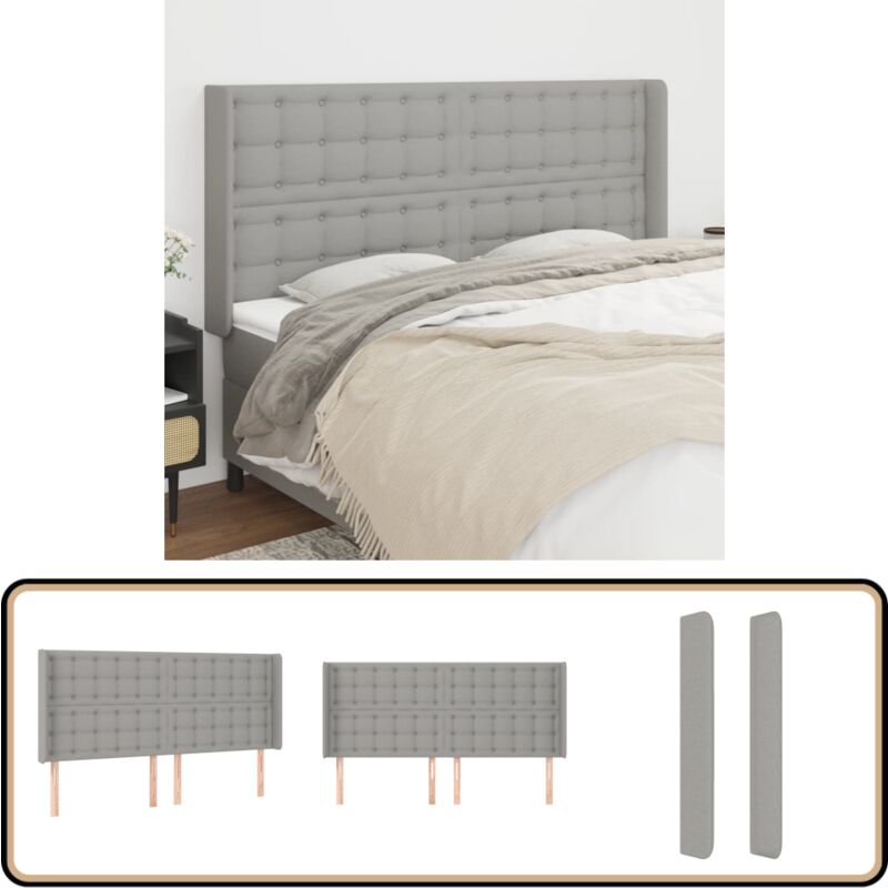 Vidaxl - Tête de lit avec oreilles Gris clair 163x16x118/128 cm Tissu - Tête De Lit - Têtière De Lit - Literie - Meuble De Chambre - Mobilier Chambre