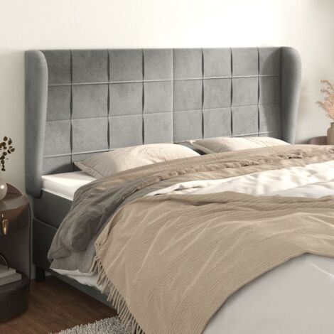 Tête de lit avec oreilles Gris clair 93x23x118/128 cm Velours vidaXL