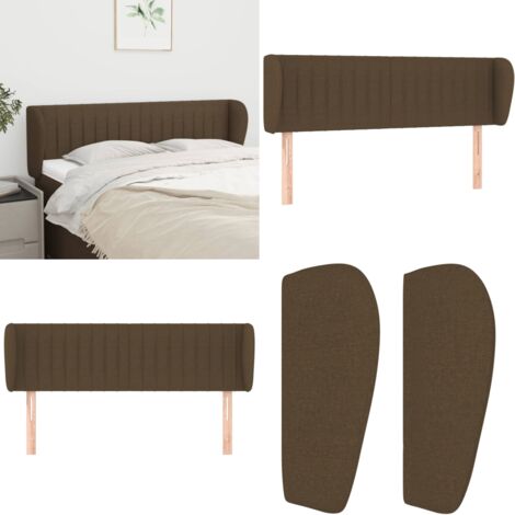 Tête de lit avec oreilles Marron foncé 147x23x78/88 cm Tissu - Tête De Lit - Têtière De Lit - Meuble De Chambre - Literie - Décoration Chambre - Home & Living