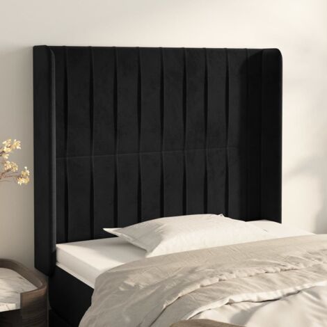 Tête de lit avec oreilles Noir 103x16x118/128 cm Velours vidaXL
