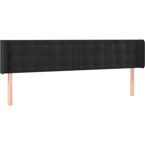 Tête de lit avec oreilles Noir 203x16x78/88 cm Velours