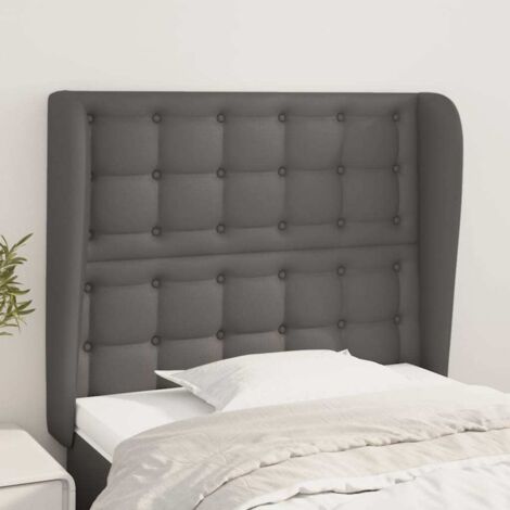 Tête de lit avec oreilles pour lit simple, Tableau décoratif de chevet élégante Gris 103x23x118/128 cm Similicuir SDG37961