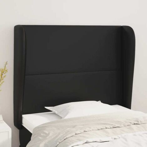 Tête de lit avec oreilles pour lit simple, Tableau décoratif de chevet élégante Noir 103x23x118/128 cm Similicuir SDG39469