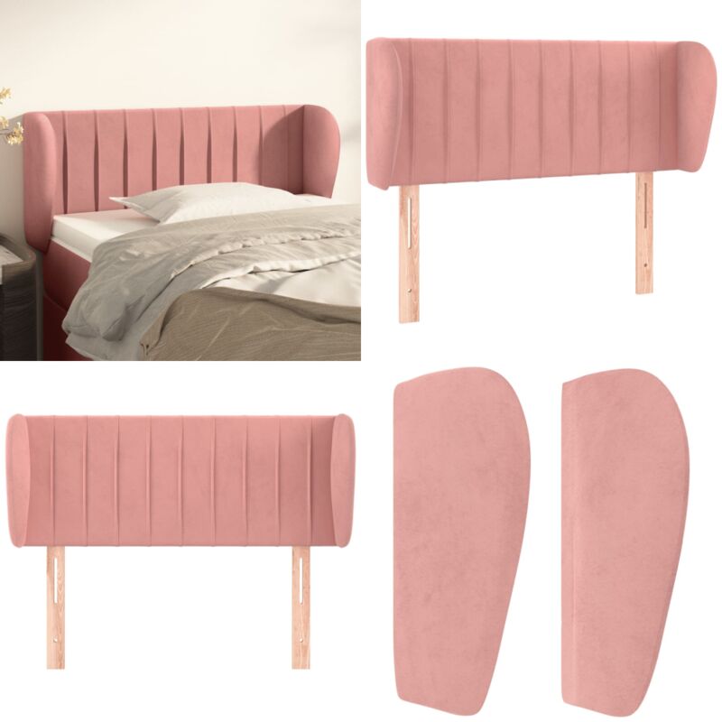 Tête de lit avec oreilles Rose 83x23x78/88 cm Velours - Tête De Lit - Tête De Lit Rembourrée - Tête De Lit Rose - Chambres à Coucher - Literie - Home