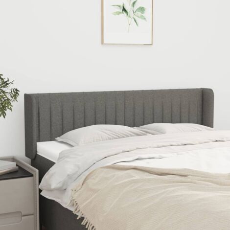 Tête de lit avec oreilles Style Classique Armoire de lit - Gris foncé 147x16x78/88 cm Tissu BV744555 - BonneVie