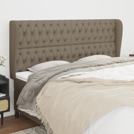 Tête de lit avec oreilles，Panneau de lit，Pour Lit adulte，Décoration murale Taupe 183x23x118/128 cm Tissu XZZ466688