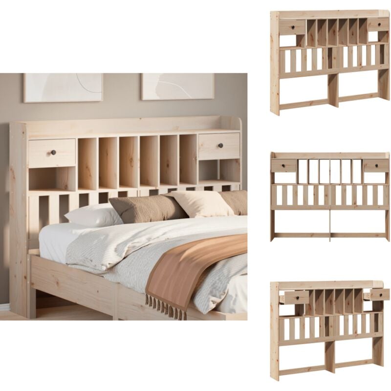 Vidaxl - Tête de lit avec rangement 140 cm bois massif de pin - Tête De Lit - Têtes De Lit - Tête De Lit En Bois - Tête De Lit En Bois Massif