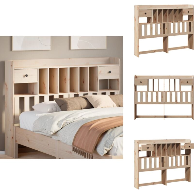 Vidaxl - Tête de lit avec rangement 160 cm bois massif de pin - Tête De Lit - Têtes De Lit - Tête De Lit En Bois - Tête De Lit En Bois Massif