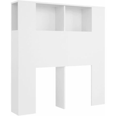 Tête de lit avec rangement accessoire de lit table de chevet étagère 100 x 18,5 x 104,5 cm MDF blanc TDL0200112