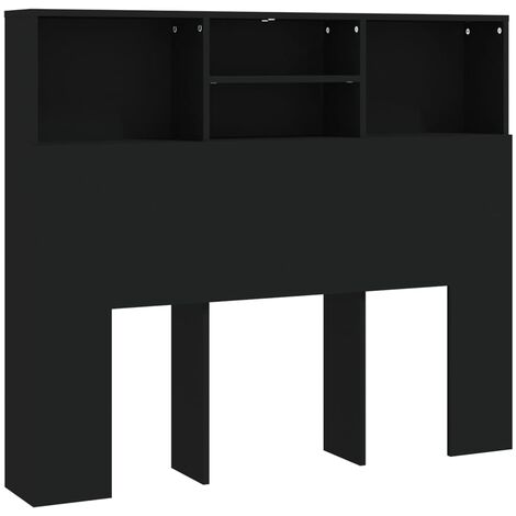 Tête de lit avec rangement accessoire de lit table de chevet étagère 120 x 19 x 103,5 cm MDF noir TDL0200025