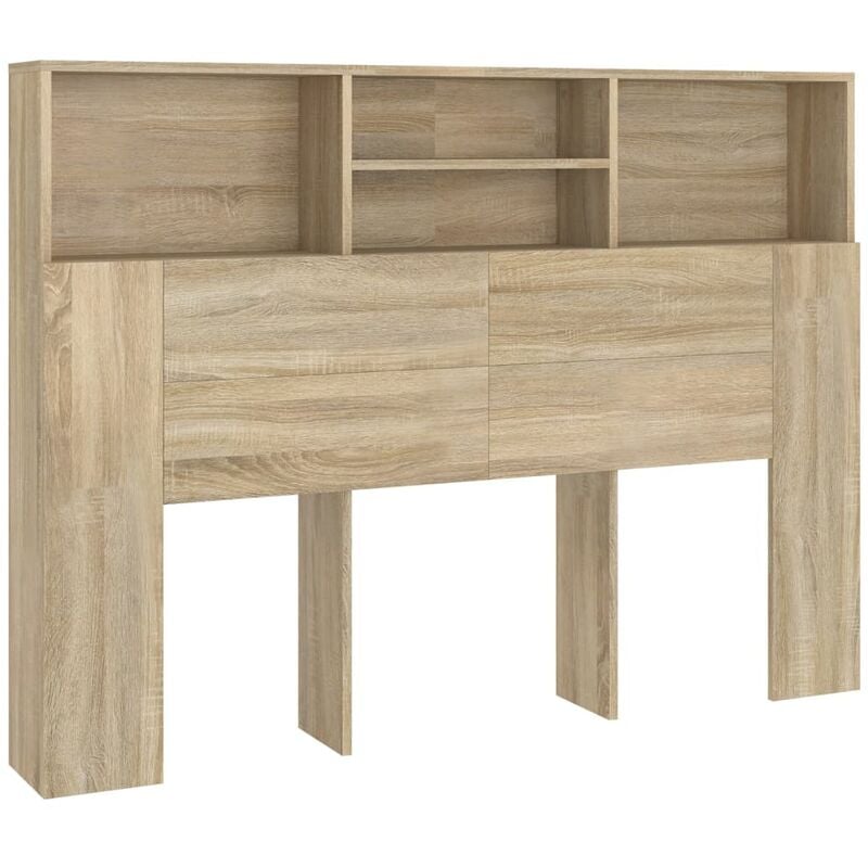 Tête de lit avec rangement accessoire de lit table de chevet étagère 140 x 19 x 103,5 cm mdf couleur chêne TDL0200049