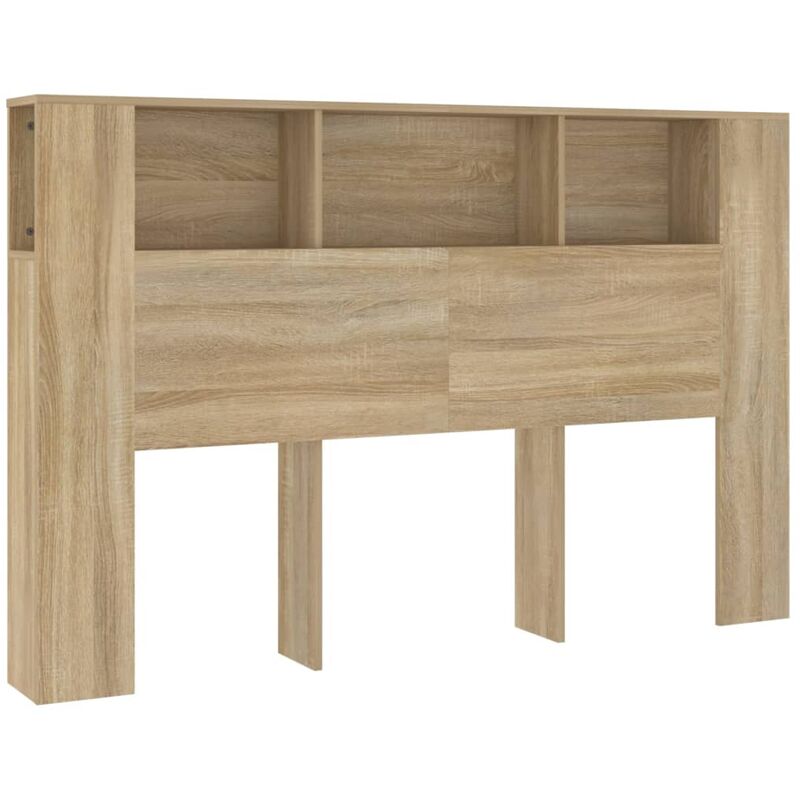 Tête de lit avec rangement accessoire de lit table de chevet étagère 160 x 18,5 x 104,5 cm mdf couleur chêne TDL0200048