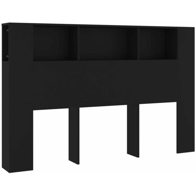 Tête de lit avec rangement accessoire de lit table de chevet étagère 160 x 18,5 x 104,5 cm mdf noir TDL0200022