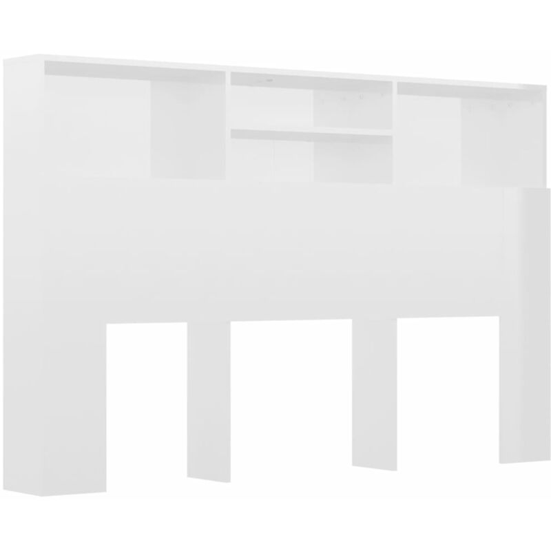 Tête de lit avec rangement accessoire de lit table de chevet étagère 160 x 19 x 103,5 cm mdf blanc brillant TDL0200091