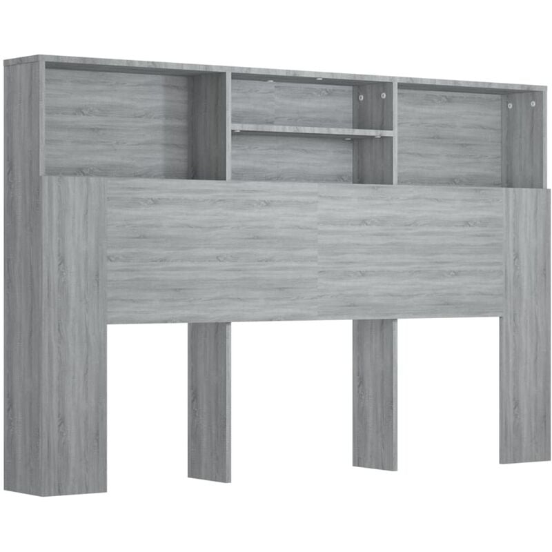 Tête de lit avec rangement accessoire de lit table de chevet étagère 160 x 19 x 103,5 cm mdf gris TDL0200007