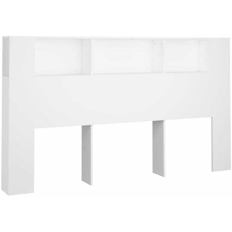 Tête de lit avec rangement accessoire de lit table de chevet étagère 180 x 18,5 x 104,5 cm mdf blanc TDL0200104