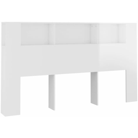 Tête de lit avec rangement accessoire de lit table de chevet étagère 180 x 18,5 x 104,5 cm MDF blanc brillant TDL0200090
