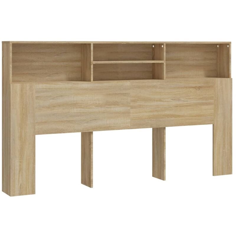 Tête de lit avec rangement accessoire de lit table de chevet étagère 180 x 19 x 103,5 cm mdf couleur chêne TDL0200046