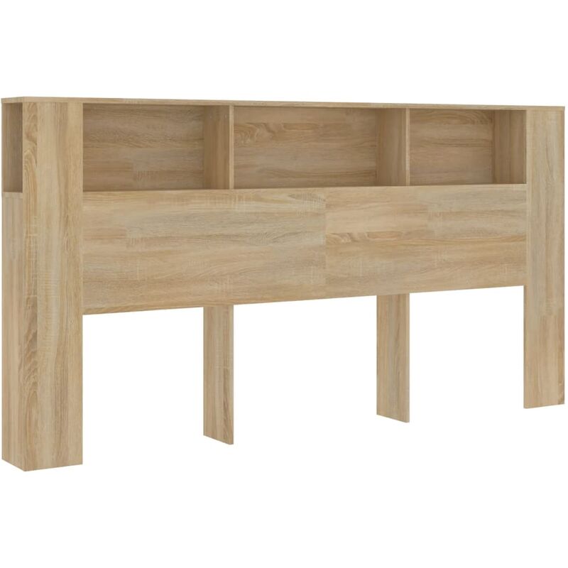 Tête de lit avec rangement accessoire de lit table de chevet étagère 200 x 18,5 x 104,5 cm mdf couleur chêne TDL0200045
