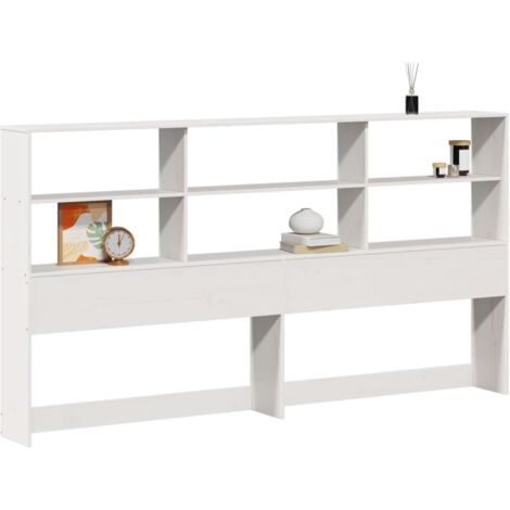Tête de lit avec rangement blanc 180 cm bois massif de pin