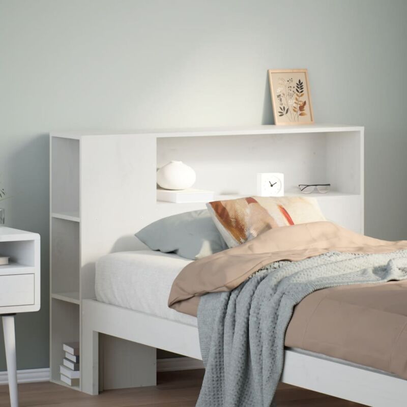 Tête de lit avec rangement blanc 75 cm bois massif de pin - Vidaxl