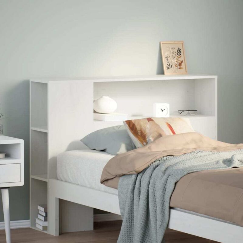 Tête de lit avec rangement blanc 90 cm bois massif de pin - Vidaxl