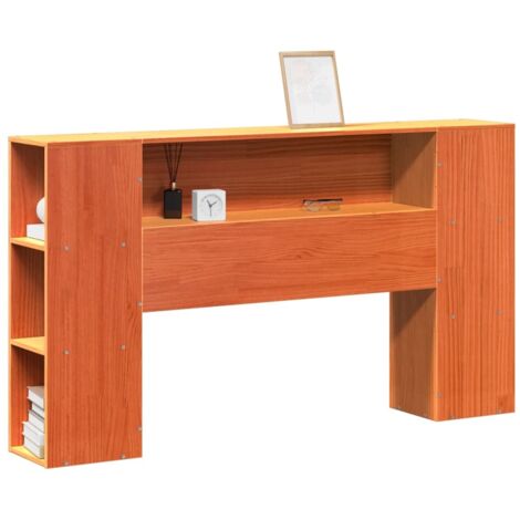 Tête de lit avec rangement cire marron 140cm bois massif de pin