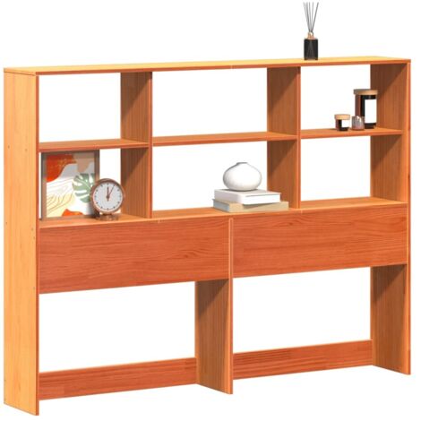 Tête de lit avec rangement cire marron 140cm bois massif de pin